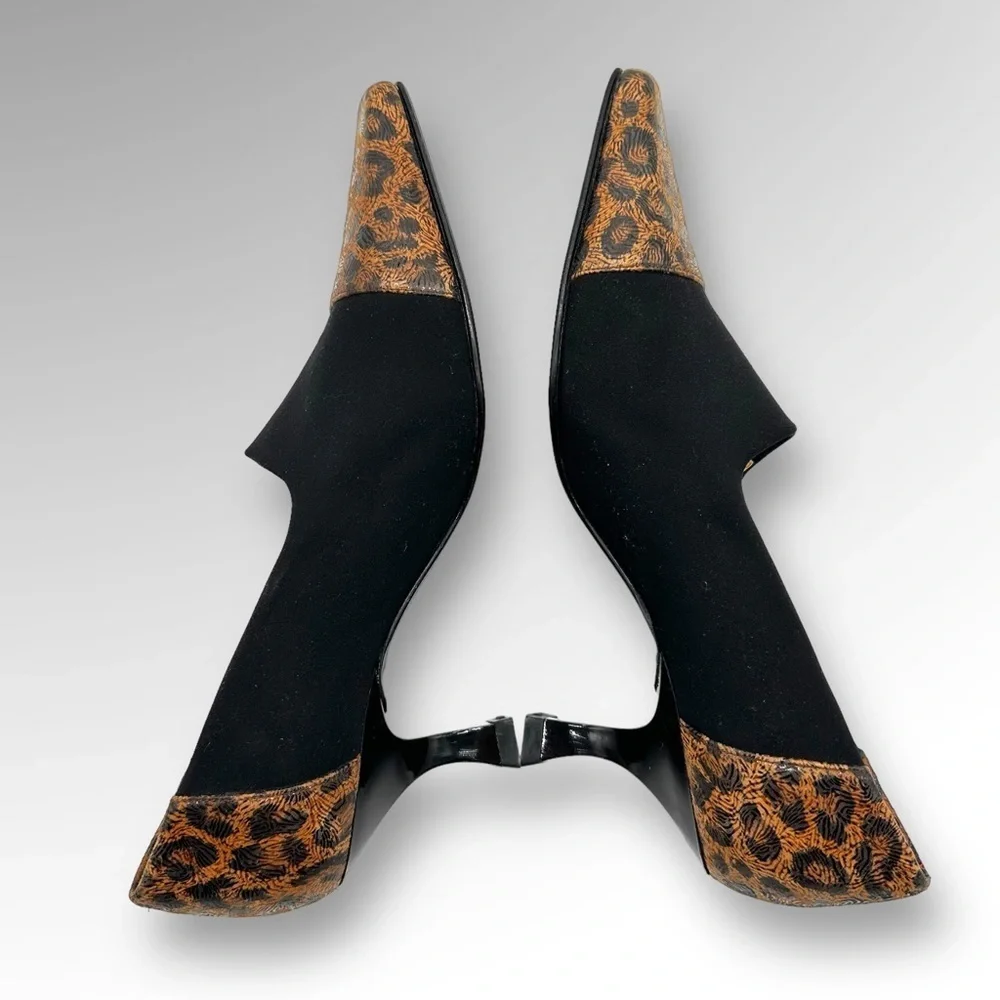 Timothy Hitsman Fabulous Black/ Brown Animal Print  Pumps Sz 6 M
